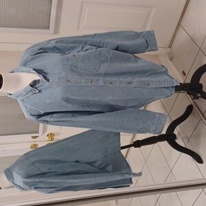 2/$50 Light Blue Denim Button-Up Shirt - Size Large